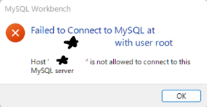 mySQ Workbenchに繋げない。Failed to connect to mysql at