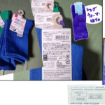 ダイソーで購入した衣料品。推し色socks靴下とレッグウォーマー、サンダルソックス