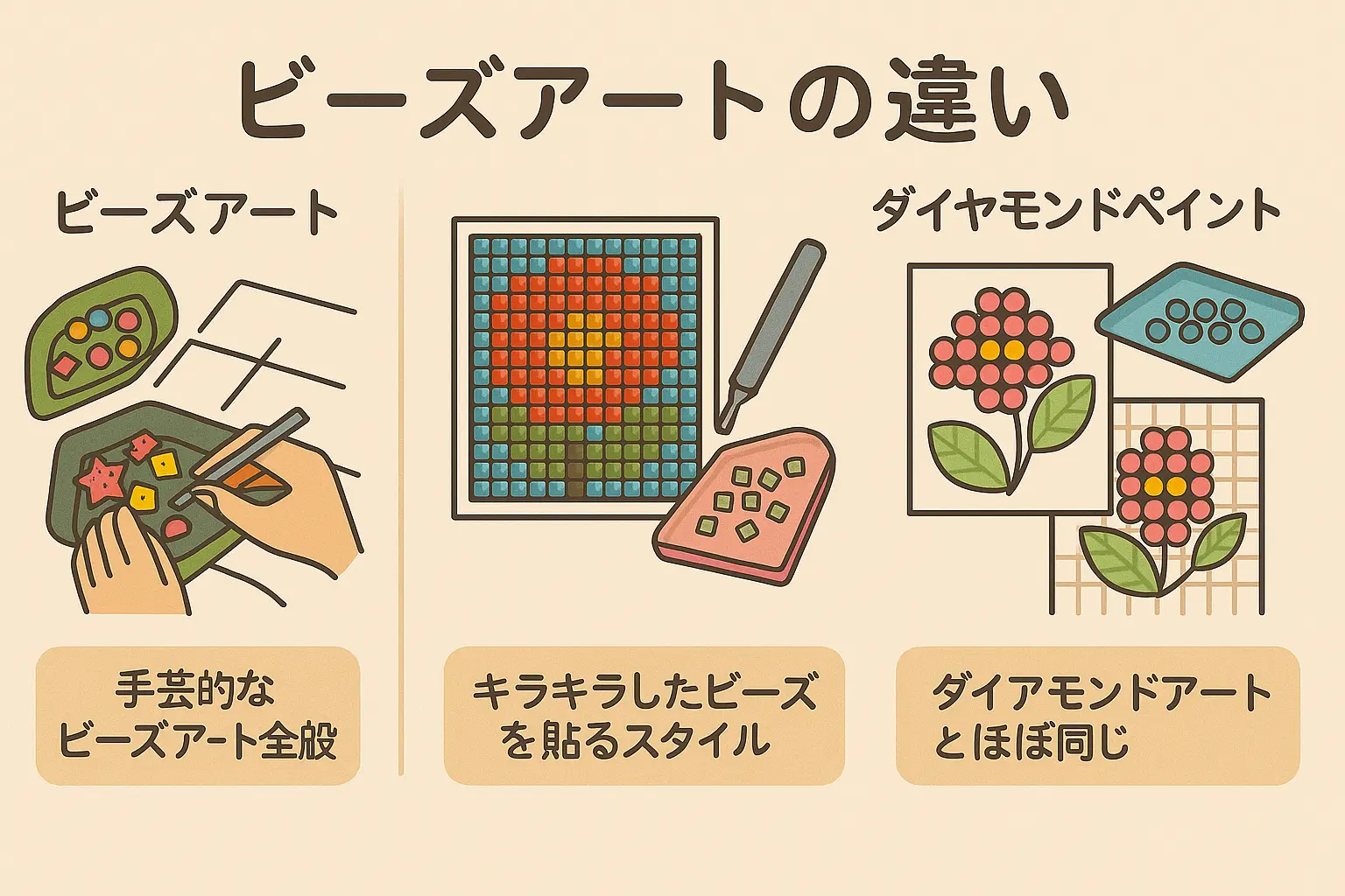 ダイヤモンドアート、ビーズアート、ペイント違い