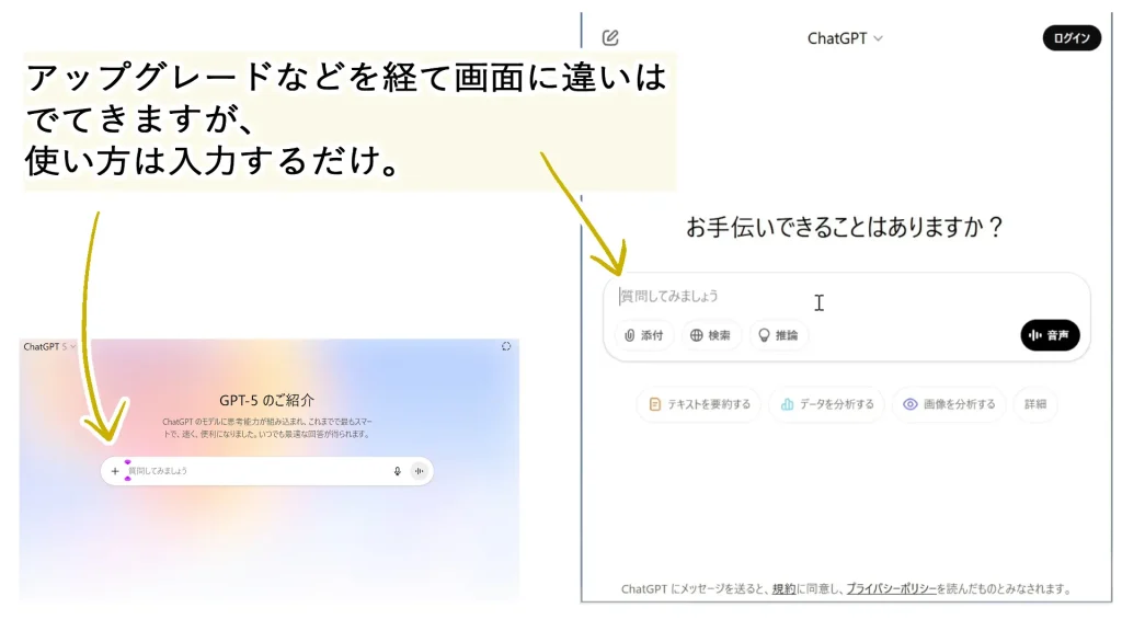 ChatGPTの使い方、TOP画面
