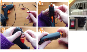 グルーガンのプチ情報.スタンドが外れたら針金で代用できます。