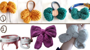 輪編み機で作る簡単リボン２通りを紹介。作り方、動画画像あり