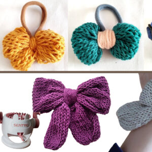 輪編み機で作る簡単リボン２通りを紹介。作り方、動画画像あり