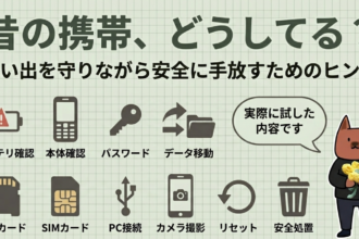 古い携帯ガラケーを処分したときの話。データ移動や、暗証番号