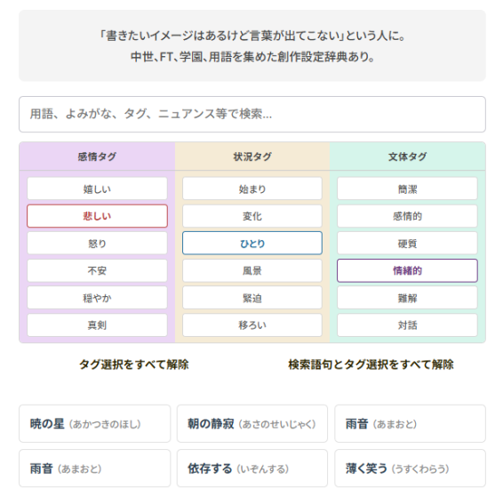 情景語尾逆引き辞典